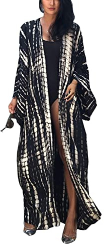 YouKD maxi-kimono-klänning, boho-cardigan, morgonrockar, strandtäckningar, bikini-badrockar