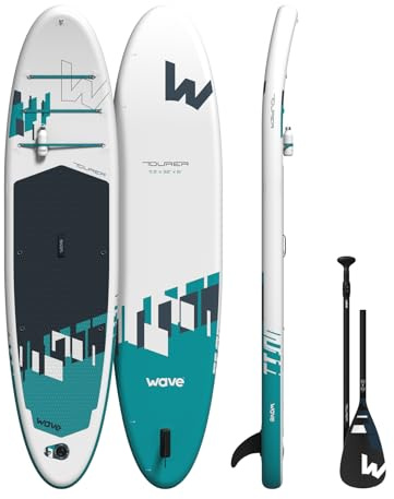 Planche de Stand up Paddle Gonflable Wave Premium | Stable, Durable et Portable pour Tous Les Niveaux | Planche antidérapante et Accessoires (Tourer, 11'3ft | White)