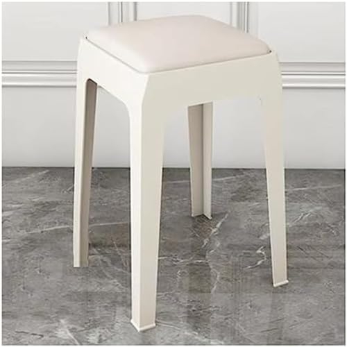 Rutschfester Home-Hocker mit Schaumstoffkissen, ergonomisch gestalteter Lounge-Hocker, Badezimmer-Wohnzimmer-Schlafzimmer-Sitz, weiß, 33 x 33 x 46 cm