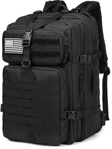 45-Liter-Rucksack für Herren; Militärrucksack; taktischer Outdoor-Rucksack; wasserdichter Survival-Militär-Taktikrucksack zum Wandern; Rucksack der deutschen Bundeswehr zum Camping; Angeln.(Schwarz)