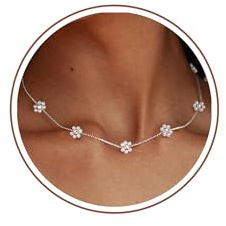 ZHESHY Collana Perle Argento Per Donna Delicata Elegante Collana A Strati Oro 14 Carati Con Ciondolo A Perle Fiore Regolabile Collana Damigella Matrimonio Regalo Compleanno Gioiello Donna Ragazza