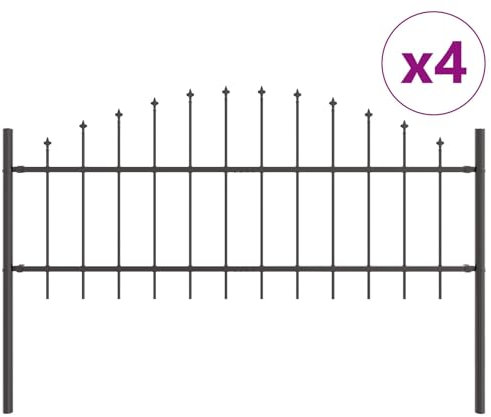 vidaXL Trädgårdsstängsel WOERDEN 4 st 170 x 115 cm Pulverlackerat stål