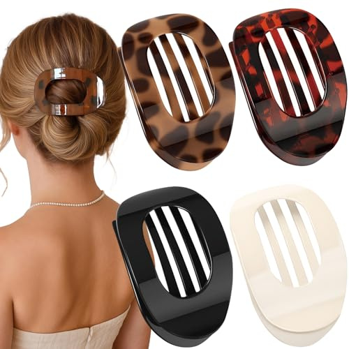 4 stücke Entenschnabel Haarspange, Einfach Elegante Entenschnabel Haarspange,Neu Hair Clips,Flach Sicherer Halt Innenzähne Haar Krallen Haarklammer für Mädchen Frauen Dickes Dünnes Haar