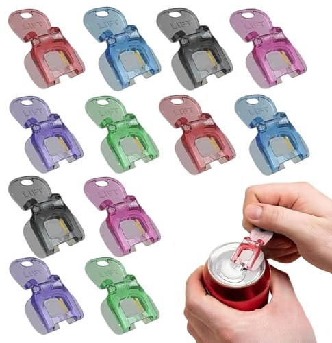 Ocastuted Abridor de Latas de Bebida - 12 Piezas Coloridas Levantador De Anillas De Lata,Ayudante de Tracción Multiusos para Cocina Exteriores Camping Fiestas Bar Hogar