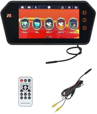 Monitor De Reproductor MP5 De 7 Pulgadas con Cámara Y Vídeo HD, Monitor De Espejo Retrovisor Y Espejo Retrovisor De Coche con Sistema De Aparcamiento De Cámara FáCil De Usar(711M)