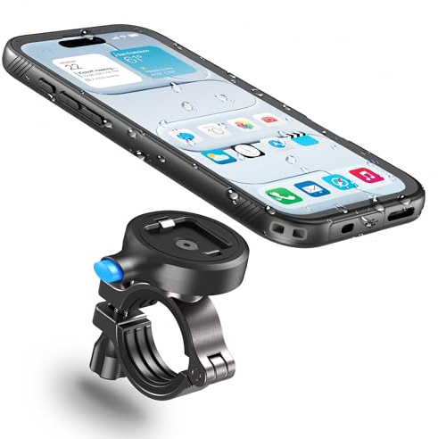 Cozycase 1s 1-Klick Vattentät Telefonhållare Cykel/MC För iPhone Air | Anti-Stöld Telefonhållare för Styre Passar Cykel Motorcykel MC Bike Phone Mount Holder Mount Landsväg Terräng Starthållare