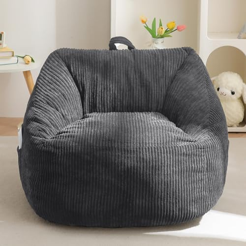 MAXYOYO Pouf Poire Adulte, Canapé Poire en Velours Côtelé avec Mousse Inclus, Cosy Fauteuil de Salon & Chambre avec Poignée pour Jouer, Lire et se Détendre