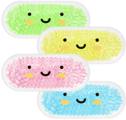 AYBUY 4 PCS Gel Kids Ice Pack, Reusable Cold Compress for Kids Adult, Colorful Cold Compress Ice Bag, Hot Cold Packs for Bumps, Bruises(Rose Red + Blue + Yellow + Green)