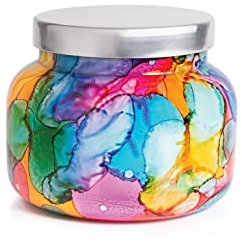 Capri Blue Volcano, Rainbow Watercolor Signature Glass Jar Candle, Aromatherapy Diffuser - Tropical Fruits & Sugared Citrus Scent (19 Oz)