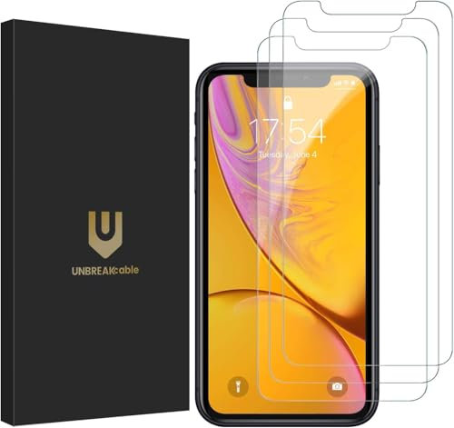 UNBREAKcable Verre Trempé pour iPhone 11 et iPhone XR (6.1) [Lot de 3] avec Cadre d'installation et Kits, Film Protection écran Vitre HD Dureté 9H - [Anti-Rayures, Anti-Traces de Doigts, sans Bulles]