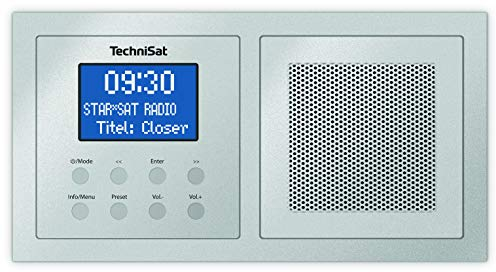 TechniSat DIGITRADIO UP 1 - DAB + Radio encastrable pour installation dans chaque boîtier d'encastrement double (DAB, FM, réception Bluetooth, LCD, dimmable, réveil, minuterie, 2 W RMS) argent