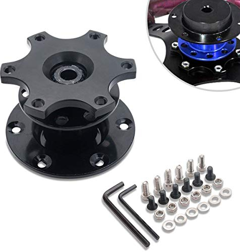 Riloer Auto-Lenkrad-Schnellspannnabe Adapt Universal Snap Off Lenkrad Boss Nabe Rennen/Rallye/Motorsport (Schwarz)