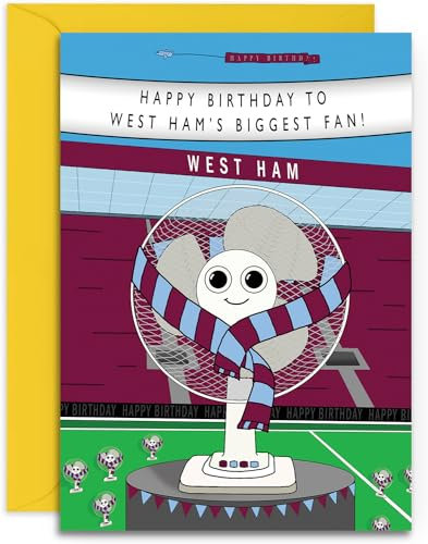 Carte d'anniversaire pour fan de football West Ham par Olivia Samuel - Carte brillante de taille moyenne (A5 - 148 mm x 210 mm) avec enveloppe autocollante et fermeture adhésive
