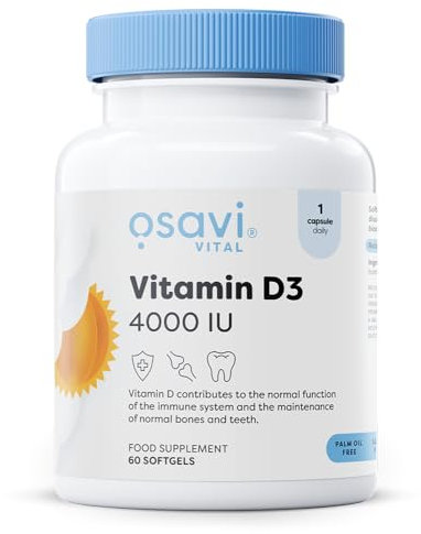Osavi - Vitamin D3 Softgels | 2000 I.E. pro Kapsel - Hochdosiertes Cholecalciferol für Immunsystem, Muskeln & Knochen - 60 Softgels