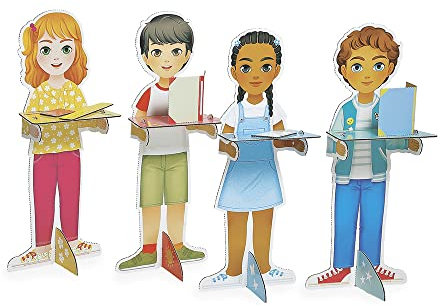 Janod - Ein Tag ... in der Schule - Rollenspielzeug für Berufe - inkl. 250 Zubehörteile - Große Figuren (65 cm) - Regt die Fantasie an - FSC-zertifiziert - Ab 3 Jahre, J06623