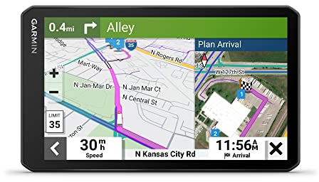 Garmin dēzl™ OTR710, Navigatore GPS da 7 pollici grande e facile da leggere, Instradamento camion personalizzato, Immagini satellitari Birdseye ad alta risoluzione, Directory dei servizi di camion e