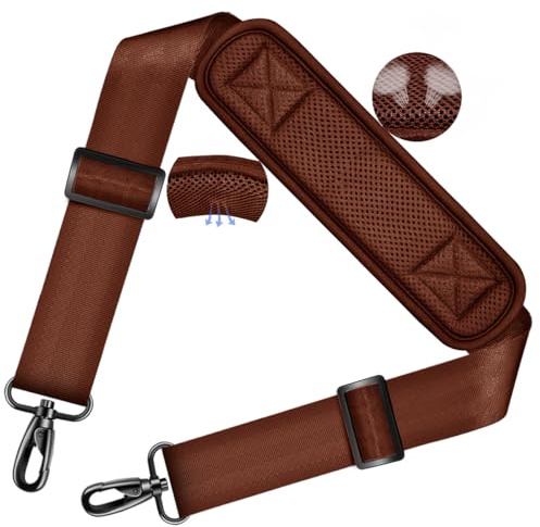 ZINZ 78 Correa de Hombro Universal con Cojín Fijo Ultragrueso y Hebillas de Doble Equilibrio para Maletín, Bolso de Viaje, Bolsos Deportivos y Portátil，Marrón