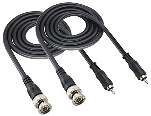 HCFeng BNC to RCA Adapter Cable - RCA to BNC 75 Ohm Coaxial Composite Video Connector for Surveillance CCTV Camera System [2pack, 3.3ft]