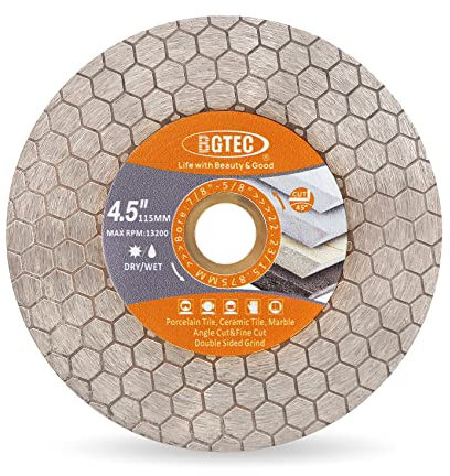 BGTEC Disque Diamant Carrelage,115mm Disque à Tronçonner avec Alésage 22,23mm Hexagonal Double Face pour Carreaux de Céramique, Porcelaine, Marbre, Pierre Artificielle