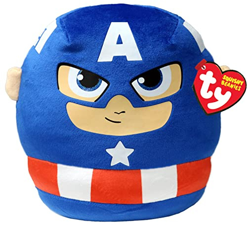 Ty Marvel Avengers Captain America Squish-A-Boo 14 Zoll | Lizenzierte Squishy Beanie Baby Soft Plüschtiere | Kuscheliger Kuschel-Teddy zum Sammeln