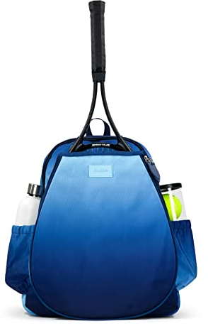 Ame & Lulu Game On Tennis-Rucksack – enthält gepolsterte und verstellbare Riemen – zwei Außentaschen für Wasserflaschen – Marineblau Ombre