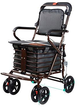 Carrello della spesa multifunzione Il carrello per anziani Piccola macchina da traino La carriola per anziani può spingere per sedersi Camminatore pieghevole Quattro carrelli per lo stoccaggio di