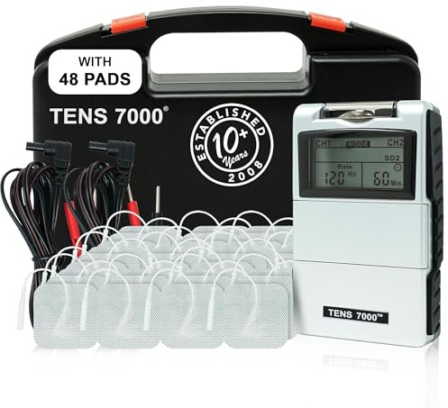 TENS 7000 Digital TENS Unit with Accessories and 48 Electrode Pads - TENS Unit Muscle Stimulator for Back Pain Relief, General Pain Relief, Neck Pain, Sciatica Pain Relief, Nerve Pain Relief