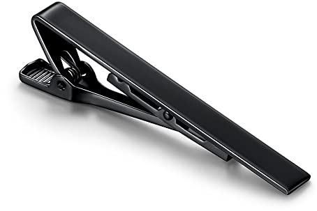 FATASH Mens Tie Clip, Stainless Steel & Minimalist Design Neck Tie Accessory, Classic Square Edge Necktie Pin for Daily Office Wear & Formal Occasions - Black
