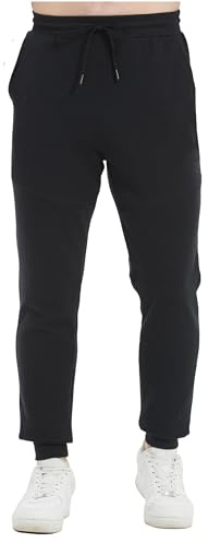 Tronjori Pantaloni sportivi da uomo a vita alta in pile autunno inverno atletico pantaloni da jogging pantaloni lounge elastico in vita, nero, XX-Large