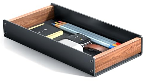 UPERGO Desk Tray Organizer Drawer for Home Office, Walnut Desk Organizer Tray for Keys, Pen, Watch