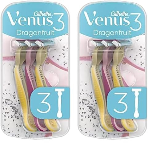 Gillette Venus 3 Dragonfruit Einwegrasierer Damen, 3 Damenrasierer mit Komfortklingen (Packung mit 2)