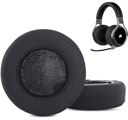HTINDUSTRY Ersatz-Ohrpolster Kissen kompatibel mit Corsair Virtuoso RGB Wireless/RGB Wireless XT/Corsair Virtuoso Wireless SE Ohrpolster mit atmungsaktivem Stoff/hochdichtem Schaumstoff