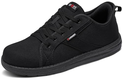 LARNMERN Chaussures de Sécurité Hommes Slip on Embout en Acier Chaussures de Travail Homme Léger Confortables Basket de Travail(44.5, Noir)
