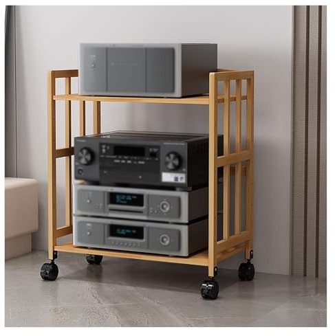 Gabinete de almacenamiento de medios multifuncional, estante de audio móvil para DVD, CD, reproductores de discos, altavoces, consolas de juegos, amplificadores, ideal para salas de estar y espacios