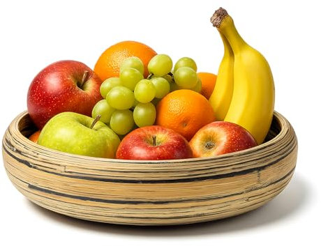 Jungle Culture Frutero grande de bambú de 30 cm, cuenco de madera natural para servir ensalada, artículos para el hogar sostenibles, para encimera de cocina o mesa de comedor, ensaladera hecha a mano