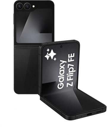 Samsung Galaxy Z Flip7 FE 256GB - Teléfono con IA, Diseño Plegable, Pantalla Frontal Amplia, Cámara 50MP, Memoria 8GB, Batería 4000 mAh, Garantía 3 Años + 1 año Extra, Negro (Versión Española)