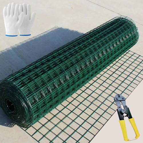 Clôture en treillis métallique, taille maille de clôture soudée revêtue de vinyle 3 x 3 cm, diamètre du fil 2 mm pour les clôtures de maison et de jardin et projets de rénovation domiciliaire (1x30m)