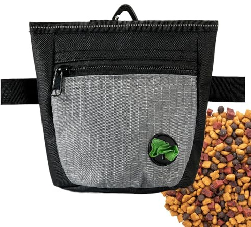 Hundpromenadväska – hundgodisväska | valpar godisväska | 16,5 x 14 x 5,71 x 6,95 cm | Flerfärgad Oxfordtyg plus magnetisk stängning med multifunktionellt midjebälte för beteendehjälpmedel