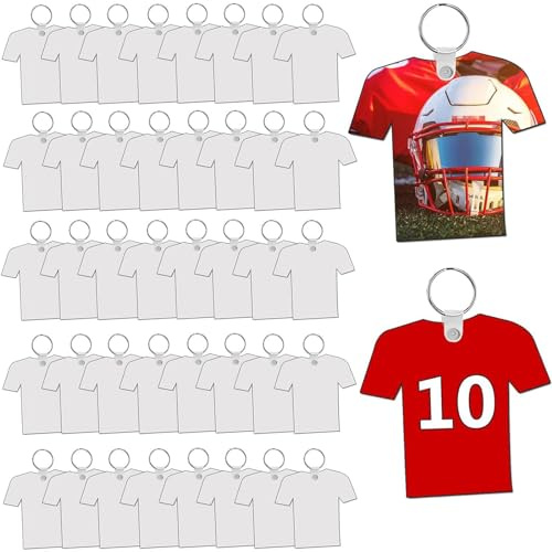 Xanorrg 40 Piezas Casco Camisa En Transferencia Térmica Llavero Accesorios Bolsa De Sublimación Adornos Regalos Sublimación