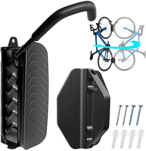 Roterande cykelväggshållare med bakhjulsstöd, plåtsparande & stabil cykelställ för garage, bär upp till 30 kg