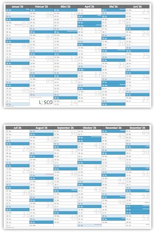 Tafelkalender DIN A5 2026 (25 Stück) Format (148 x 210 mm) 300g BD Papier sehr gut beschreibbar