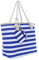 DonDon Strandtasche XXL mit Reißverschluss - Umhängetasche Damen, Shopper Tasche Damen im Beach Look mit Schulterriemen - Urlaub Must Haves Beach bag - Streifen blau weiß