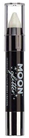 Iridescent Glitter Paint Stick / Body Crayon makeup for the Face & Body by Moon Glitter - 3.5g - White