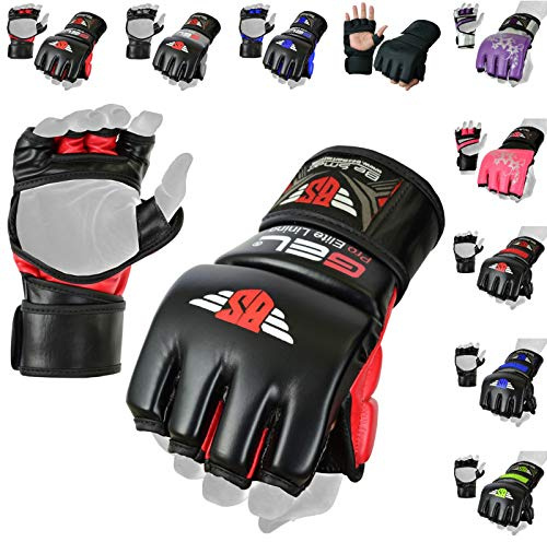 MMA Glove, Kickboxing Gloves, Sparring Gloves, Training Equipment, Fighting Glove for Mixed Martial-Arts, Adults Men & Women by BeSmart (Red, Large)