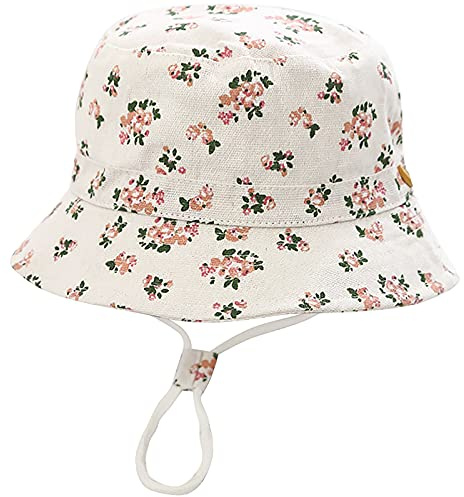 Malaxlx Unisex Kleinkind Sonnenhut Blumen Weiß Fischerhut Kinder Sommerhut für 2-4 Jahre Mädchen Jungen