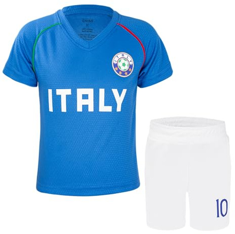BDONDON Fotbollströjor för barn pojkar och flickor ungdom fotboll övning jersey kläder småbarn fotboll träning skjorta uniformer, blå Italien, 2-3T, Blå-Italien, 2-3T
