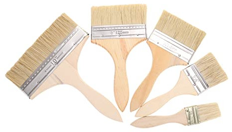 VILLCASE Schablonenpinsel 5-teiliges Set Pinsel Wachsbürsten Malen Bursch Lacke Malwerkzeug Flache Spänebürsten Kunstbedarf Gips Filament Aquarium