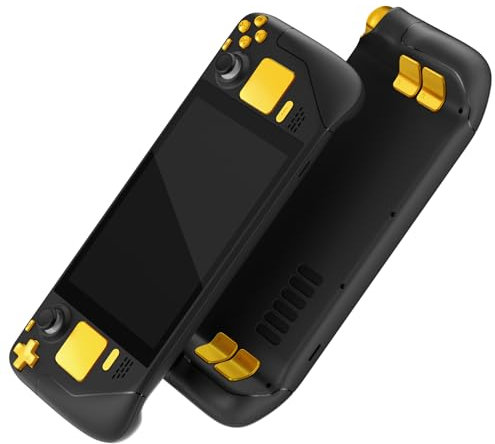 eXtremeRate Chrome Gold Replacement Full Set Buttons for Steam Deck, Custom ABXY D-pad Trackpad Bumpers Triggers Buttons and Screwdriver Tools for Steam Deck Handheld Console - Console NOT Included