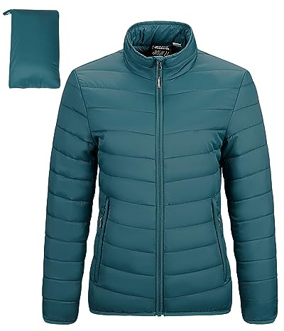 Outdoor Ventures Women's Packable Puffer Jacket Lightweight Quilted Jacket | Water resistant, Windproof, Machine Washable, Warm, Breathable, 3 Pockets, for Hiking Camping Travel Casual
