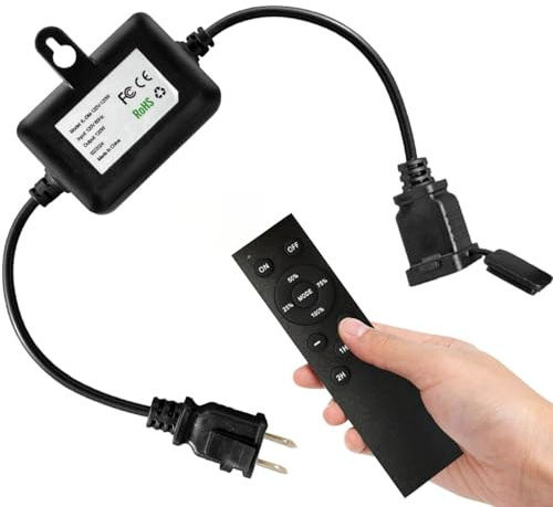 Meidaoduo 120W(Max) Remote Dimmer Timer Function Plug in for All Outdoor String Lights, Patio Lights, Led Lamp, Lamp in 100FT Remote Control Distance